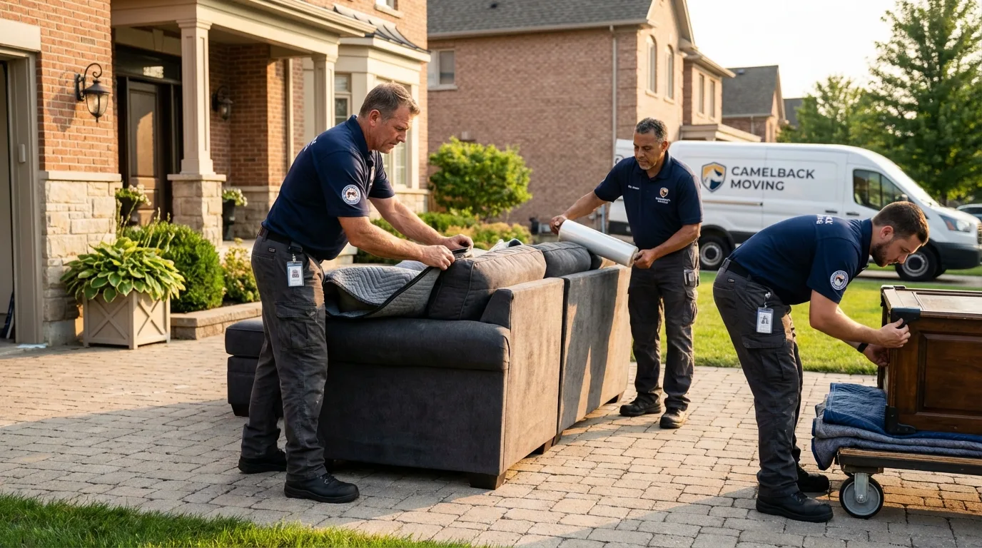 Large estate moving crew wrapping furniture in Herkimer, NY